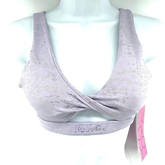kyoyo Other - Kyoyo lilac silver twist front sports bra yoga bralette NEW small